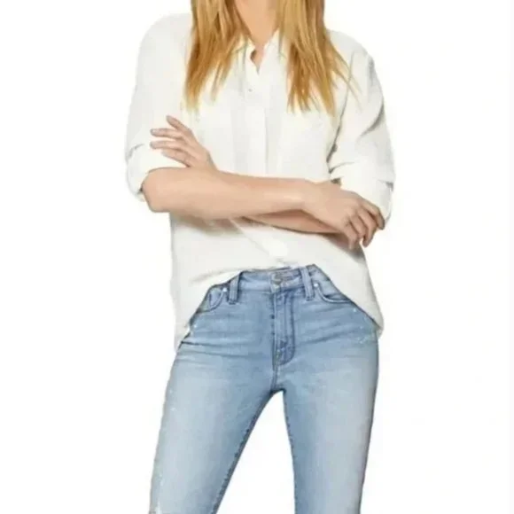 NWT $79 Sanctuary Boyfriend Relaxed and Oversized Blouse in Core - size XXS! - Picture 2 of 7